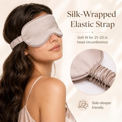 Silk Sleep Mask Light Blocking Luxury 100% Mulberry 19Mm Silk Eye Mask Eye Cover Blindfold Ultra Soft Light & Comfy anti Aging Skin Care with Travel Bag Gift Package